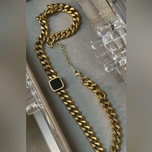 Gold Chain Bracelet with Black Accent